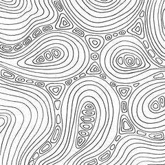 Black & white card with cute abstract curve ornament - finger prints, hand drawn line art. Good for card, poster, print, adult coloring book