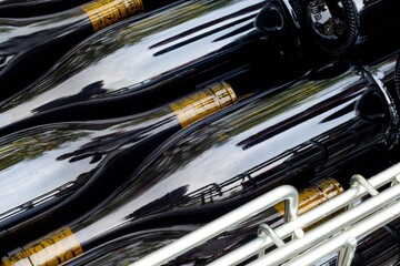Fototapeta premium close up of wine bottles