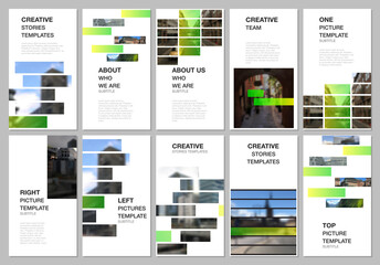 Social networks stories design, vertical banner or flyer templates. Covers design for flyer, leaflet, brochure cover, advertising. Modern corporate identity style for any purposes. Business template.