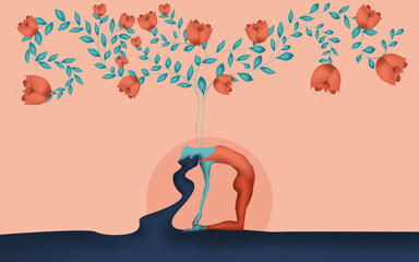 Woman practising yoga outdoors