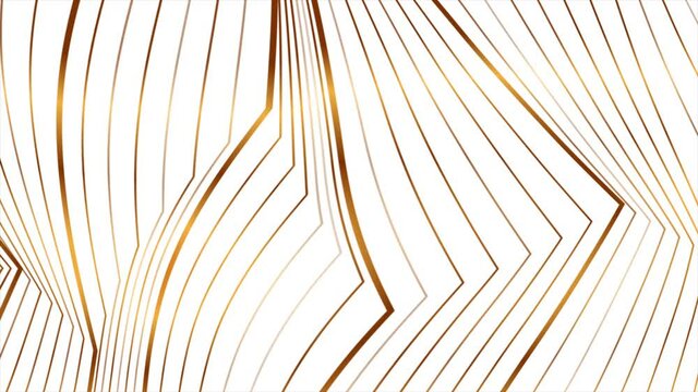 Abstract golden 3d lines refraction geometric minimal motion background. Seamless looping. Video animation Ultra HD 4K 3840x2160