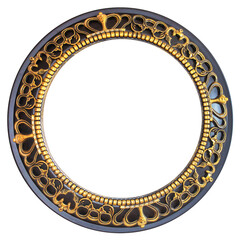 Pattern in a circle with gold elements on a brown background isolated on white