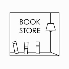 logo template for a bookstore or society of book lovers. Vector illustration in the style of minimalism.isolated on a white background.Library with a lamp and a book store.