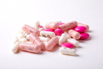 Assortiment de pillules sur fond Blanc