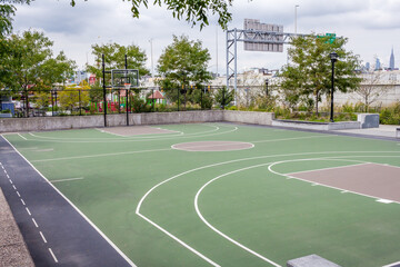 Empty basketball court in a park in New York City