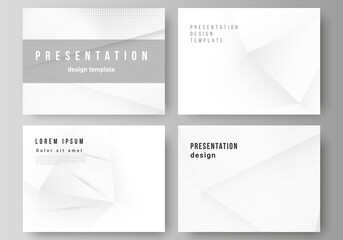 Fototapeta premium Vector layout of the presentation slides design business templates, multipurpose template for presentation brochure, brochure cover. Halftone effect decoration with dots. Dotted pop art pattern.
