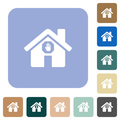 Home quarantine rounded square flat icons