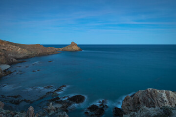Coastal landscape at sunset. Natural Park of Cabo de Gata. Andalucia. Spain.