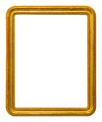 Golden frame for paintings, mirrors or photo isolated on white background. Design element with clipping path