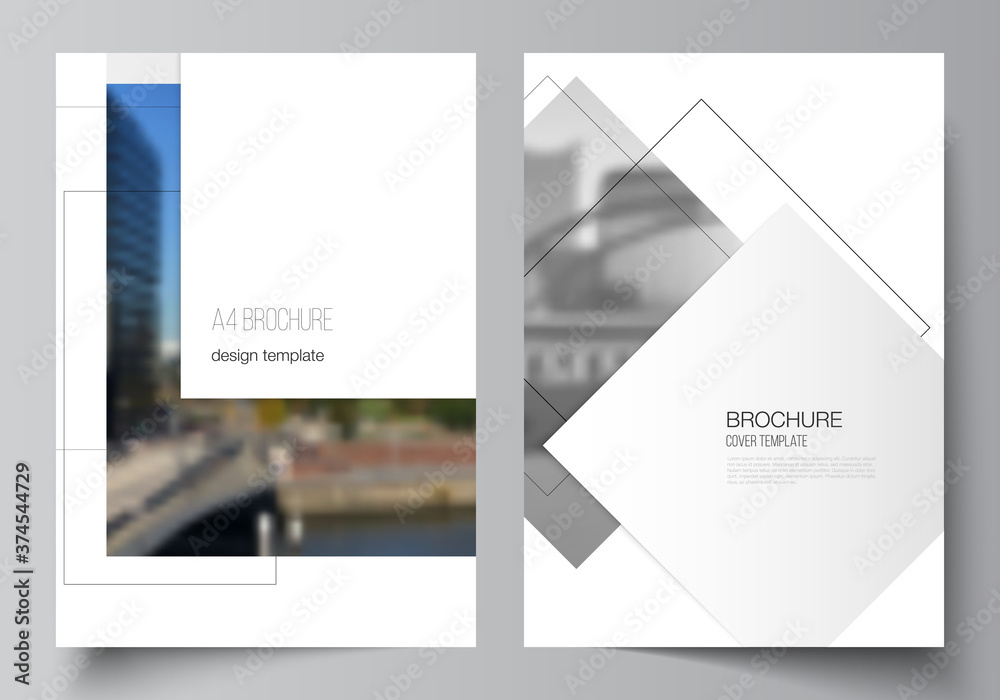 Sticker vector layout of a4 format cover mockups design templates with geometric simple shapes, lines and ph
