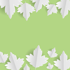 Fototapeta na wymiar Paper leaves on green background
