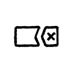 vector illustration hand drawn icon ofbroken tab remove