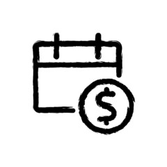 vector illustration hand drawn icon ofcalendar cash 1