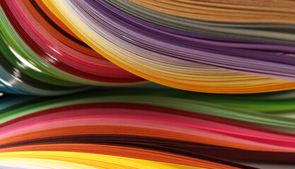 Abstract rainbow color strip wave paper horizontal background.