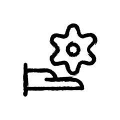 vector illustration hand drawn icon ofcog hand give