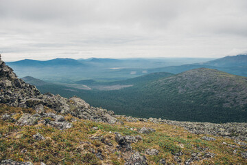 Naklejka premium Mountain landscape Konzhakovskiy Kamen ural