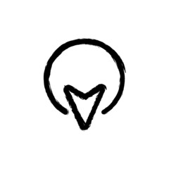 vector illustration hand drawn icon ofcursor move down