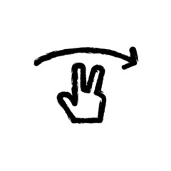 vector illustration hand drawn icon ofgesture two fingers swipe right
