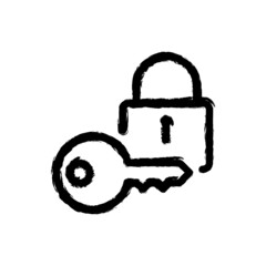 vector illustration hand drawn icon ofkey lock