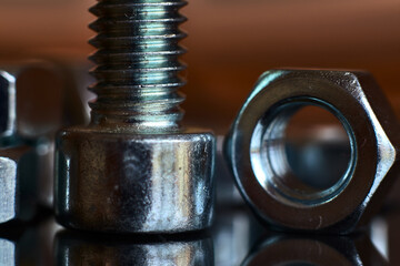 Close-up of bolt and nut