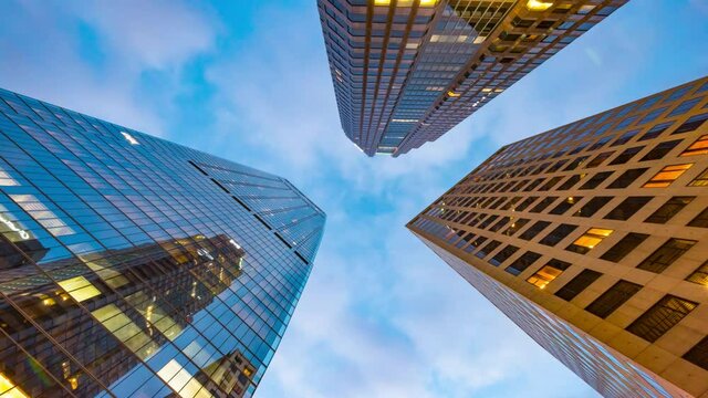 Modern building low angle time lapse