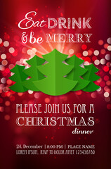 Christmas party or dinner invitation, poster, flyer, greeting card, menu design template. Vector illustration - 374552192