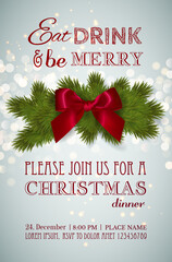 Christmas party or dinner invitation, poster, flyer, greeting card, menu design template. Vector illustration - 374552199