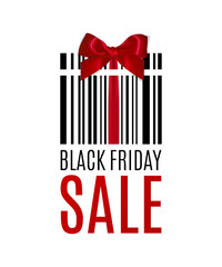 Black Friday background with Present barcode. Sale concept. Vector illustration