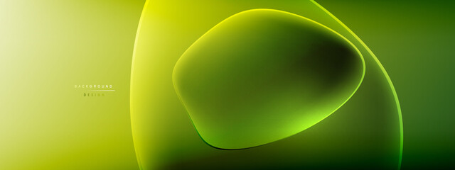 Vector abstract background - liquid bubble shapes on fluid gradient with shadows and light effects. Shiny design template for text