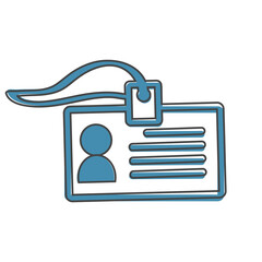 Obraz premium Vector badge icon. Identification card of a person. Business Forum. Corporate Culture cartoon style on white isolated background.