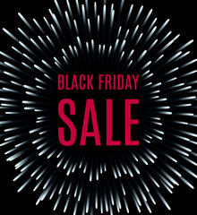Black friday sale background. Firework banner. Vector illustration