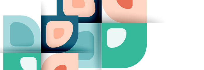Fototapeta premium Set of vector modern geometric abstract backgrounds with repeating abstract round shapes patterns and shadow effects