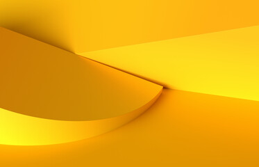 Abstract 3d render, yellow modern background design with geometric shapes