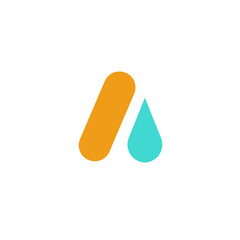 Letter A simple flat logo with liquid drop design