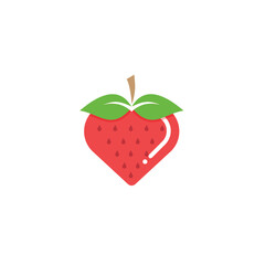 Strawberry and love graphic logo and icon design