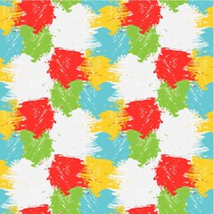 Seamless grunge colorful pattern. Blue red yellow green grey endless background for web, for print, for fabric print