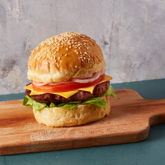 Hamburguesa con lechuga y tomate 