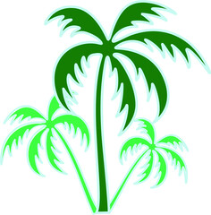 Obraz premium Palm trees isolated on white background. Beautiful vector palm tree set vector illustration 