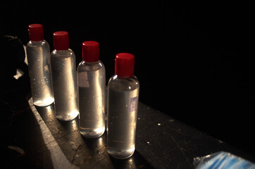Antibacterial gel in a little bottles
