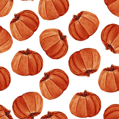 Pumpkin seamless pattern. Pumpkin background foe Harvest festival or Thanksgiving day repeating print