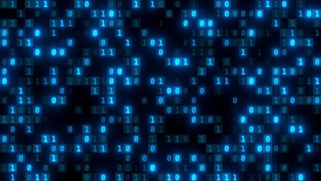 binary data animation background tech