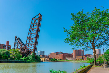 Cleveland Ohio is divided by the Cuyahoga River and even has draw bridges.