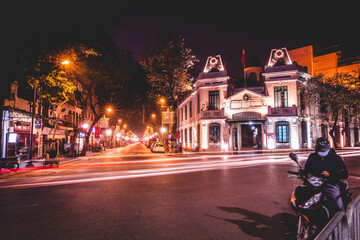 Fototapeta na wymiar Night View of the Vietnam Hanoi Street