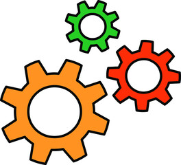 Three gear sign Symbol In Circle. Flat Icon on white background. Vector Illustration.