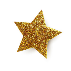 golden glitter christmas star with realistic glitter texture and highlight