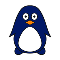 Cartoon penguin on white background