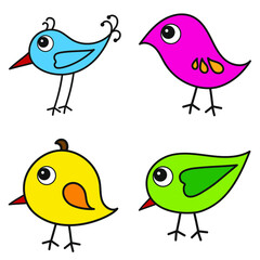 Set of cartoon birds on a white background