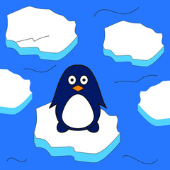 Penguin swimming on ice floe