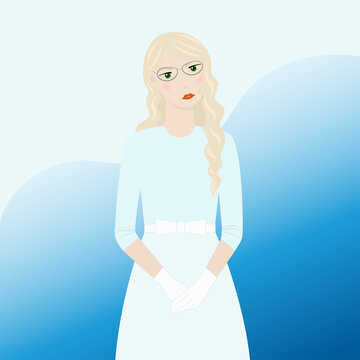 young girl bride in white dress