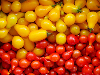 Yellow and red cherry pear tomatoes